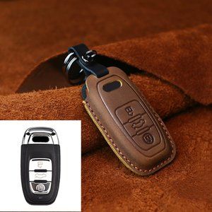 Audi  Leather Key Fob Cover Case Black #820